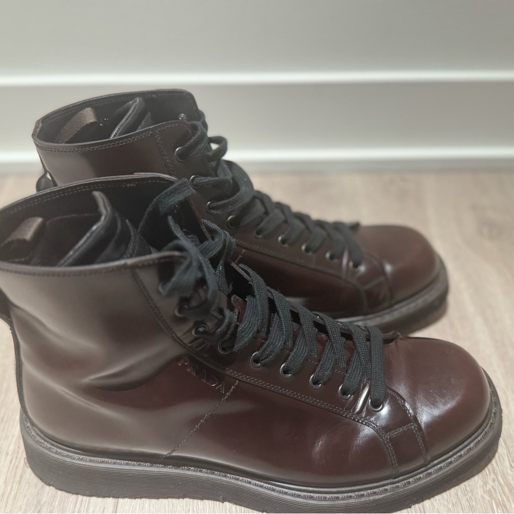 Prada Men's Dark Brown Leather Boots